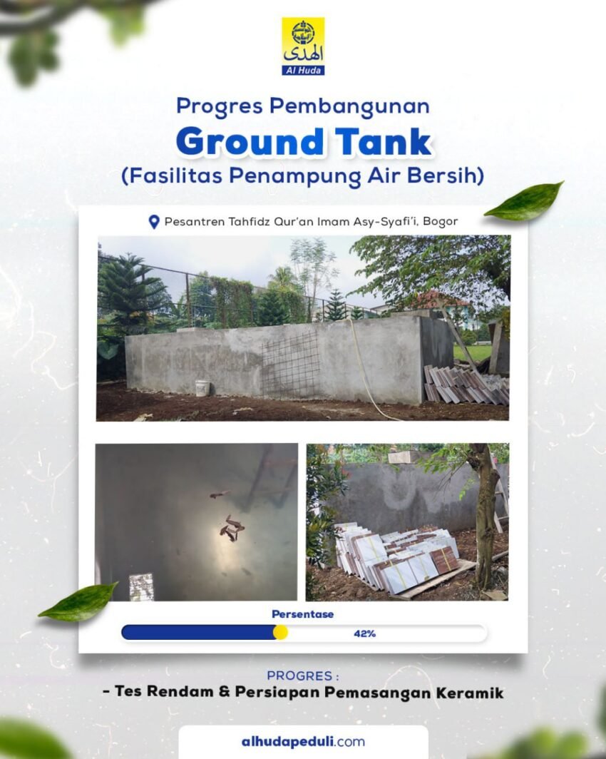 Gambar. Tes Rendam Ground Tank Ma'had Imam Syafi'i - www.alhudapeduli.com